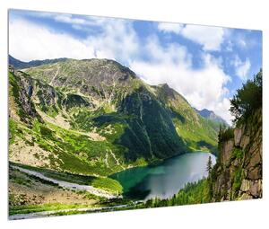 Hegyi tájkép és tó (90x60 cm)