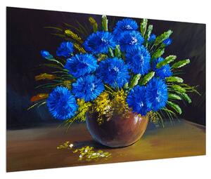 Kék virágok a vázában (90x60 cm)