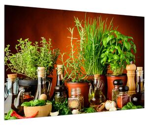 Gyógynövények és fűszerek képe (90x60 cm)
