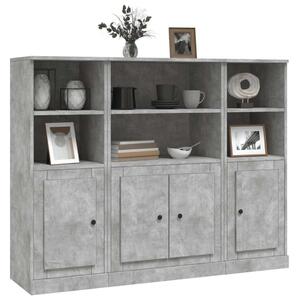 VidaXL 3 részes Magasszekrény - Betonszürke Fa - 132x35,5x103,5cm