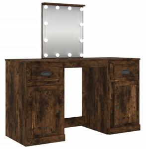 VidaXL füstös tölgyszínű fésülködőasztal LED-del 130 x 50 x 132,5 cm
