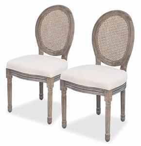 Rusztikus Krémszín Étkezőszék - 2 db - Rattan Háttámlával