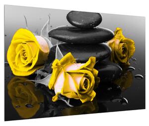 Sárga rózsák képe (90x60 cm)