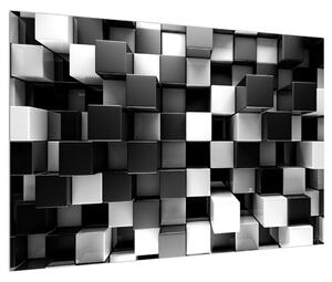 Absztrakt fekete-fehér kép-kockák (90x60 cm)