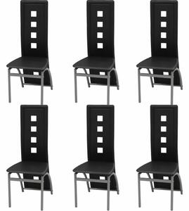 Elegáns Műbőr Étkezőszék - 6 db - Fekete