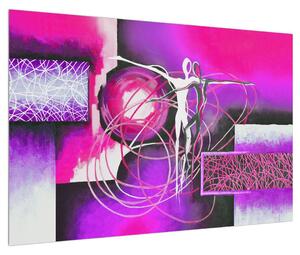 Táncosok - absztrakt lila kép (90x60 cm)