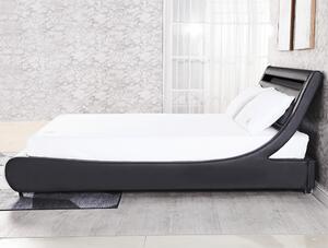 KONDELA Dupla ágy RGB LED világítással, fekete, 160x200, FELINA