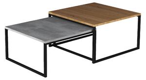 Dohányzóasztal szett -2 db -Nivessa (dió + beton). 1025399