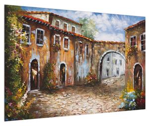 Medditerán utca festmény képe (90x60 cm)