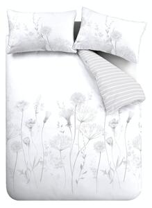 Meadowsweet Floral fehér-szürke ágyneműhuzat, 135 x 200 cm - Catherine Lansfield