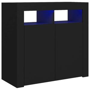 Fekete tálalószekrény led-világítással 80 x 35 x 75 cm