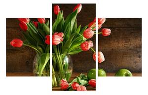 Piros tulipánok a vázában (90x60 cm)