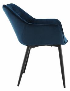 KONDELA Dizájnos fotel, kék Velvet anyag, FEDRIS