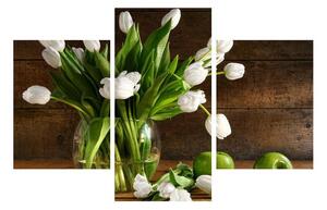 Fehér tulipánok a vázában képe (90x60 cm)