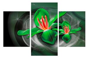Modern kép - zöld virágok (90x60 cm)