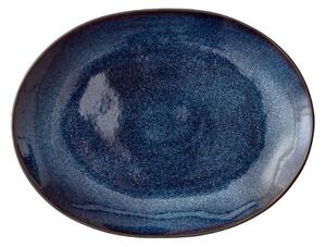 Mensa kék agyagkerámia szervírozó tányér, 30 x 22,5 cm - Bitz