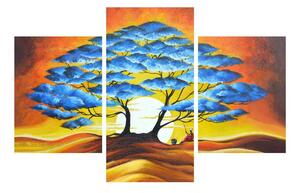 Orientáis kép - kék fa és a nap (90x60 cm)