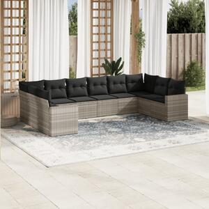 VidaXL 10 részes világosszürke polyrattan kerti ülőgarnitúra párnákkal