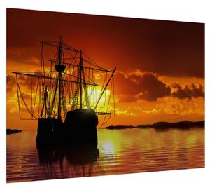 Hajó képe naplementekor (70x50 cm)