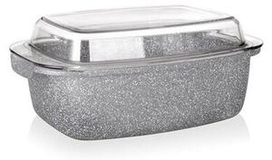 Banquet tepsi tapadásmentes Granite felülettel 32,5 x 21 x 5,7 l, üveg fedővel