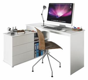 Univerzális sarok PC asztal, fehér, TERINO