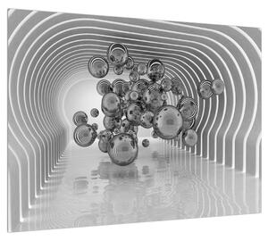 Absztrakt fekete-fehér kép-buborékok (70x50 cm)