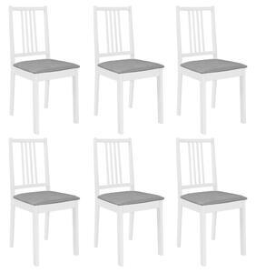 Elegáns Fa Étkezőszék - 6 db - Fehér - Szürke Párna