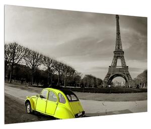 Eiffel torony és a sárga autó kép (90x60 cm)