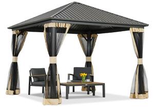 Fém pavilon Szardínia 3x3 szúnyoghálóval Garden Point bézs színben
