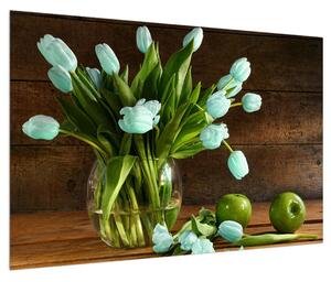Kék tulipánok a vázában (90x60 cm)