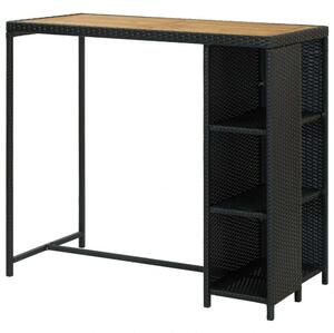 Bárasztal - Fekete Polyrattan - Tárolóval - 120x60x110cm