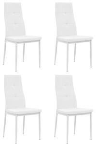 Elegáns Fehér Műbőr Étkezőszék - 4 db-os Szett