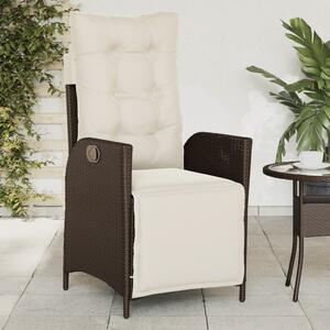 VidaXL barna polyrattan dönthető kerti szék lábtartóval