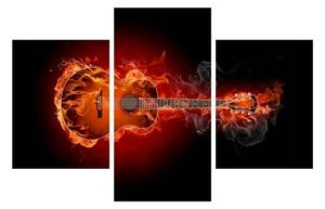 Lángoló gitár képe (90x60 cm)