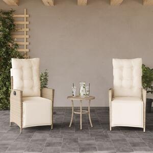 VidaXL 2 db bézs polyrattan dönthető kerti szék lábtartóval