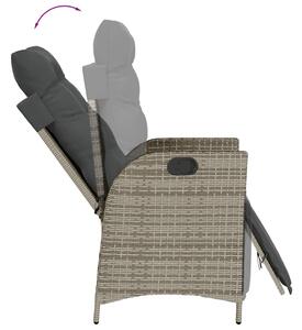 VidaXL szürke polyrattan dönthető kerti szék lábtartóval