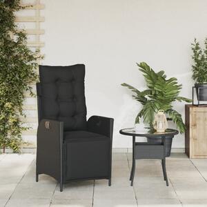 VidaXL fekete polyrattan dönthető kerti szék lábtartóval