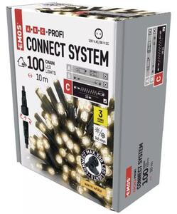 Profi Connenct sorolható kültéri karácsonyi fényfüzér, melegfehér 10m+10cm, fekete, hálózati adapter nélkül