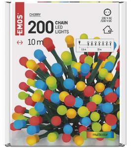 Karácsonyi beltéri LED mini gömb fényfüzér, színes 10m+1,5m