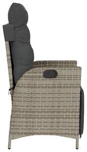 VidaXL 2 db szürke polyrattan dönthető kerti szék lábtartóval