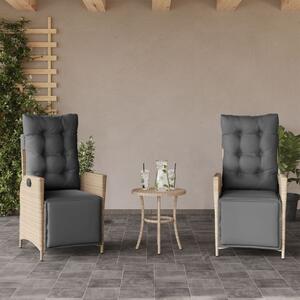 VidaXL 2 db vegyes bézs polyrattan dönthető kerti szék lábtartóval