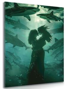 Kép nők ölelése cápák között