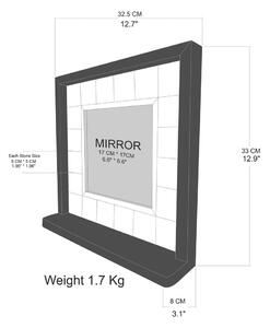 Fali tükör polccal kő kerettel 32.5x33 cm – Wallity