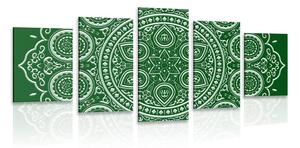 5 részes kép etnikus Mandala zöld kivitelben