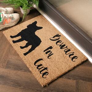 Kókuszrost lábtörlő 40x60 cm Beware I'm Cute French Bulldog – Artsy Doormats