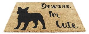 Kókuszrost lábtörlő 40x60 cm Beware I'm Cute French Bulldog – Artsy Doormats