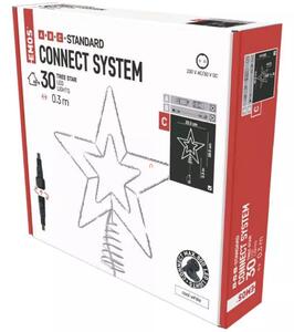 Standard Connect sorolható kültéri karácsonyi villogó csillag, hidegfehér 28,5x28,5cm+30cm, hálózati adapter nélkül