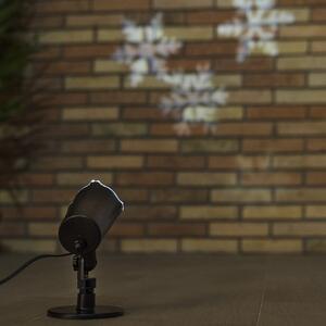 Karácsonyi kültéri hókristály mintás LED projektor, hidegfehér, földbeszúrható, adapterrel