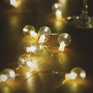 Karácsonyi kisgömb LED fényfüzér, melegfehér 2,25m+30cm, elem nélkül