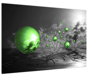 Zöld absztrakt gömbök képe (90x60 cm)